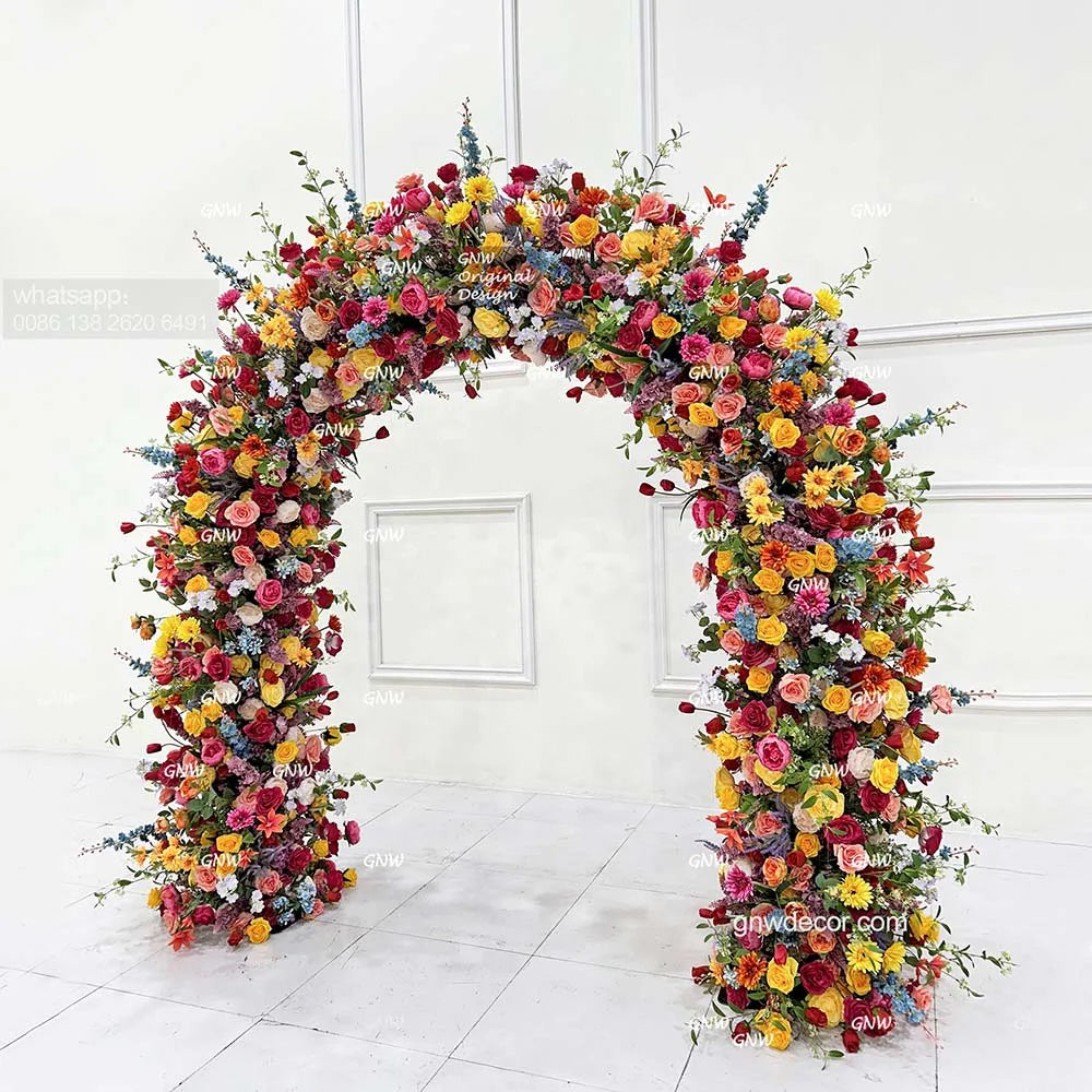 GNW New Products Romantic Red Wedding Background Firm and Not Easy to Fall Off Artificial Decoration  Wedding Flower Wall