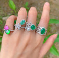 Custom 5A CZ Cubic Zirconia Emerald Stone Green Engagement Ring Diamond 925 Sterling Silver Jewelry Gold Wedding Rings for Women