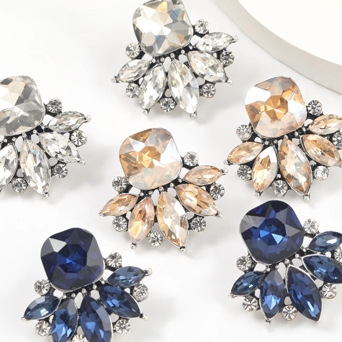 HOVANCI Small Crystal Star Earrings 5 Glass Crystal Round Palace Oversized Fashion Stud Earrings