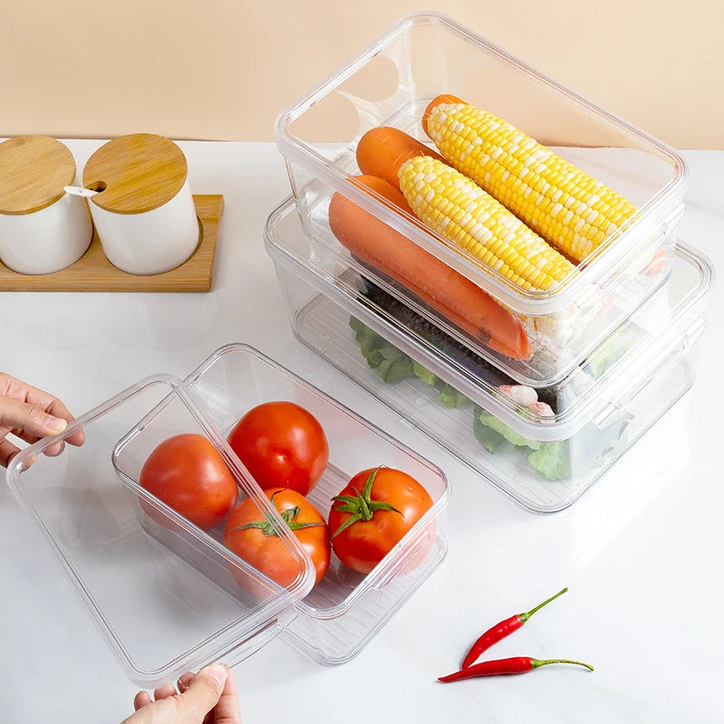 Transparent Plastic Refrigerator Storage Box Freezer Kitchen Food Cabinet Container with Kitchen Accessories for Giveaways