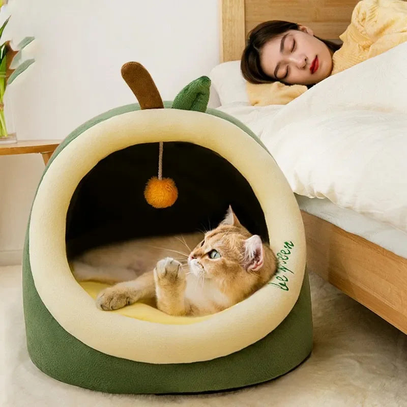 Cat Mat Shark-Shaped Kennel Kitten Bed Hideout House Warm Soft Comfortable Semi-Closed Cat Dog Nest for Cat