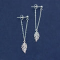 REETI 925 Sterling Silver Leave Long Stud Earrings for Women Elegant Wedding Jewelry