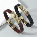 Simple Genuine Leather Bangle Vintage Leather Easy Hook Cuff Bracelet for Men