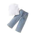 2pcs/Sets New Summer Girls Clothing Sleeveless  Denim Shorts Two Piece Toddler Children Outfits