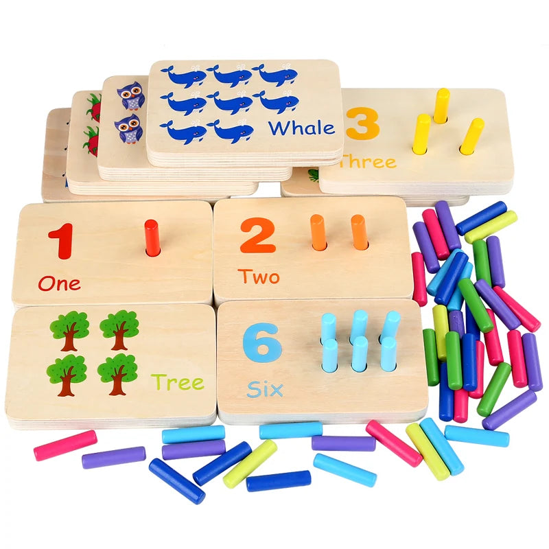 Preschool Educational Wooden Math Numbers Counting Teaching Peg Board Montessori Learning Manipulative Toy for Kids