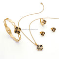 Stainless Steel Sets Romantic Flower Black Women Custom Jewelry Organizer Fashion Gold Plated Jewelry Set