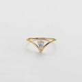 Stainless Steel Hypoallergenic Waterproof Jewelry 18k Gold Plated V Shaped Water Drop Zircon Ring Women Birthday Gift YF3829
