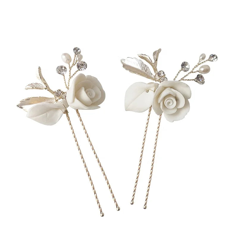 Handmade Bride Hair Accessories Wedding Flower Girls Headpiece Jewelry Set-Hair Comb Pin Earring for Bridesmaids Unique Gift