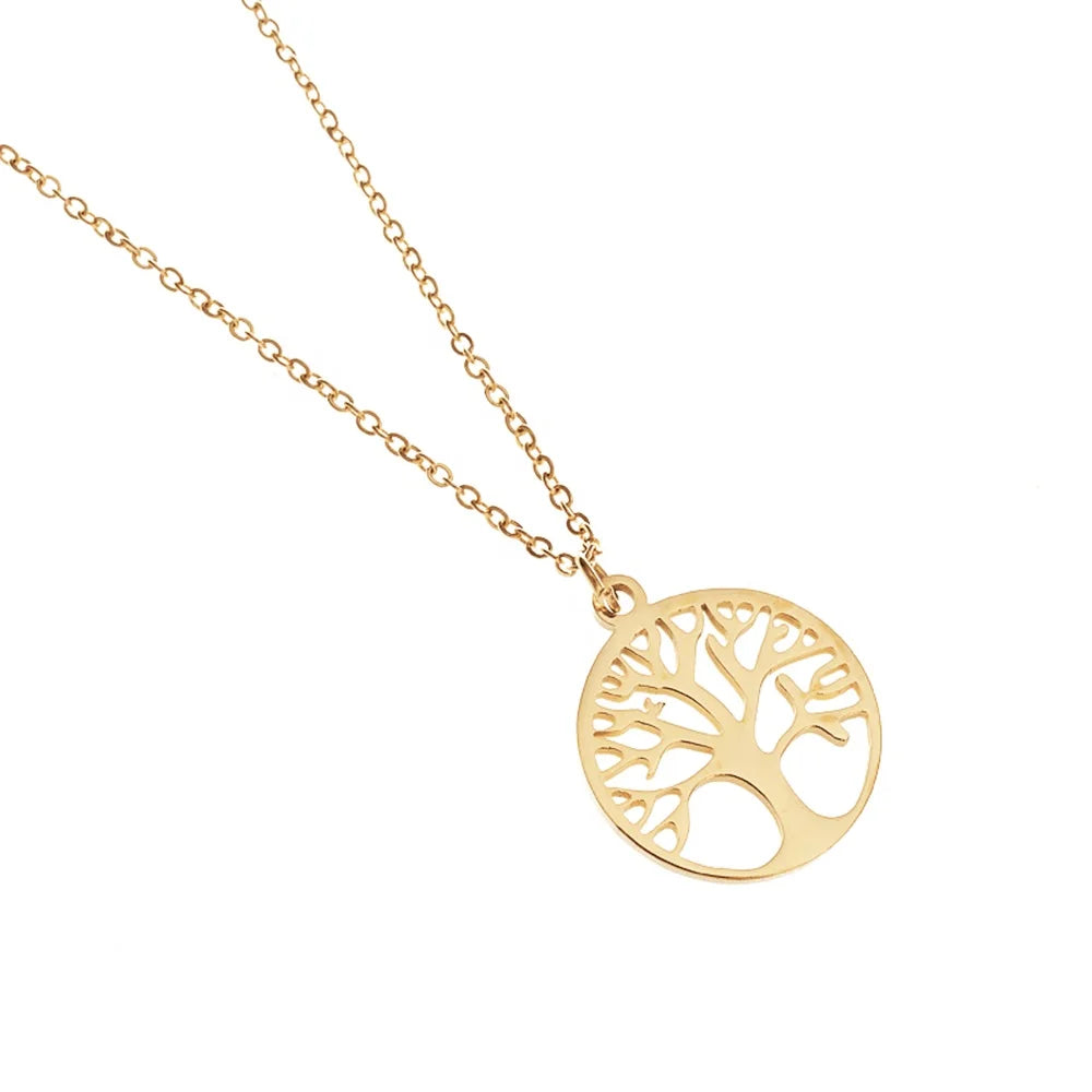 Arbol De La Vida High Quality Jewelry 18 k Gold Joyeria Fina Stainless Steel De China Brand Jewelry Necklace Tree of Life Chakra