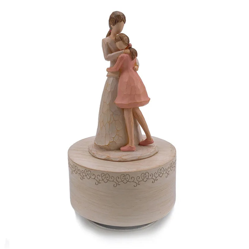 Lejia Handcrafted Eco-friendly Rotating Resin Wooden Music Box Pure Melody 30s Wind-Up Mother's Day Valentine's Day Holiday