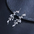 New Arrival Marquise Leaf Cubic Zirconia Clip-On Earrings Trendy Wedding Bridal Screw Clip or Post for Gift Made of Brass