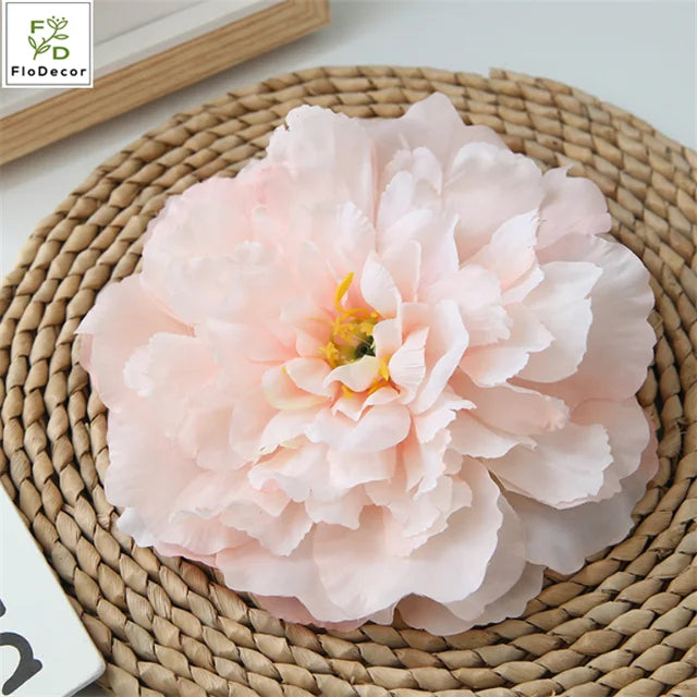 Wholesale Cheap 16cm Artificial Silk Big Size Peony Flower Heads for DIY Wreath Wedding Birthday Party Backdrop Decoration