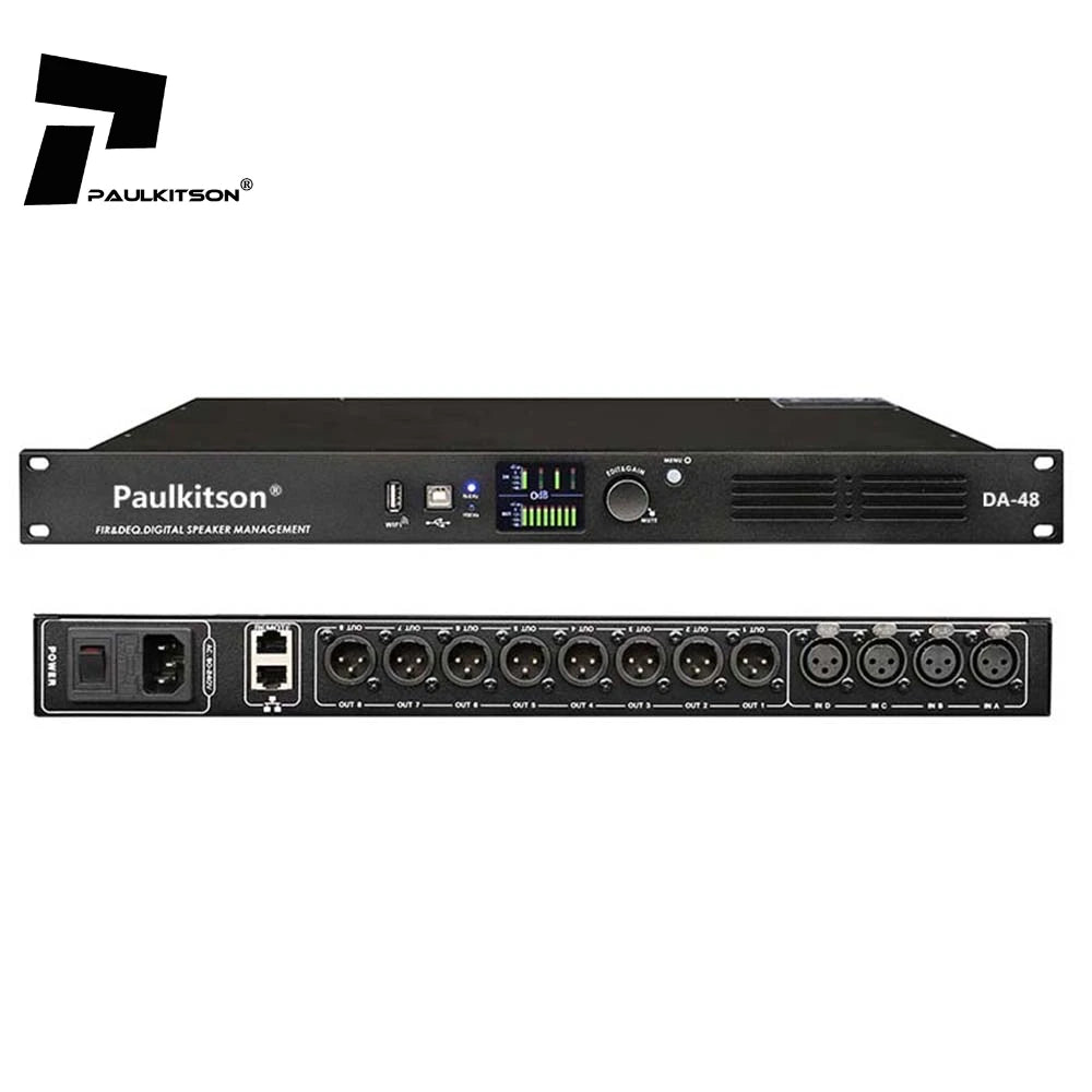 DA48 Professional Speaker Management System 4-in-8-out Digital Audio Processor FIR Digirate Management for Audio Sound Equipment