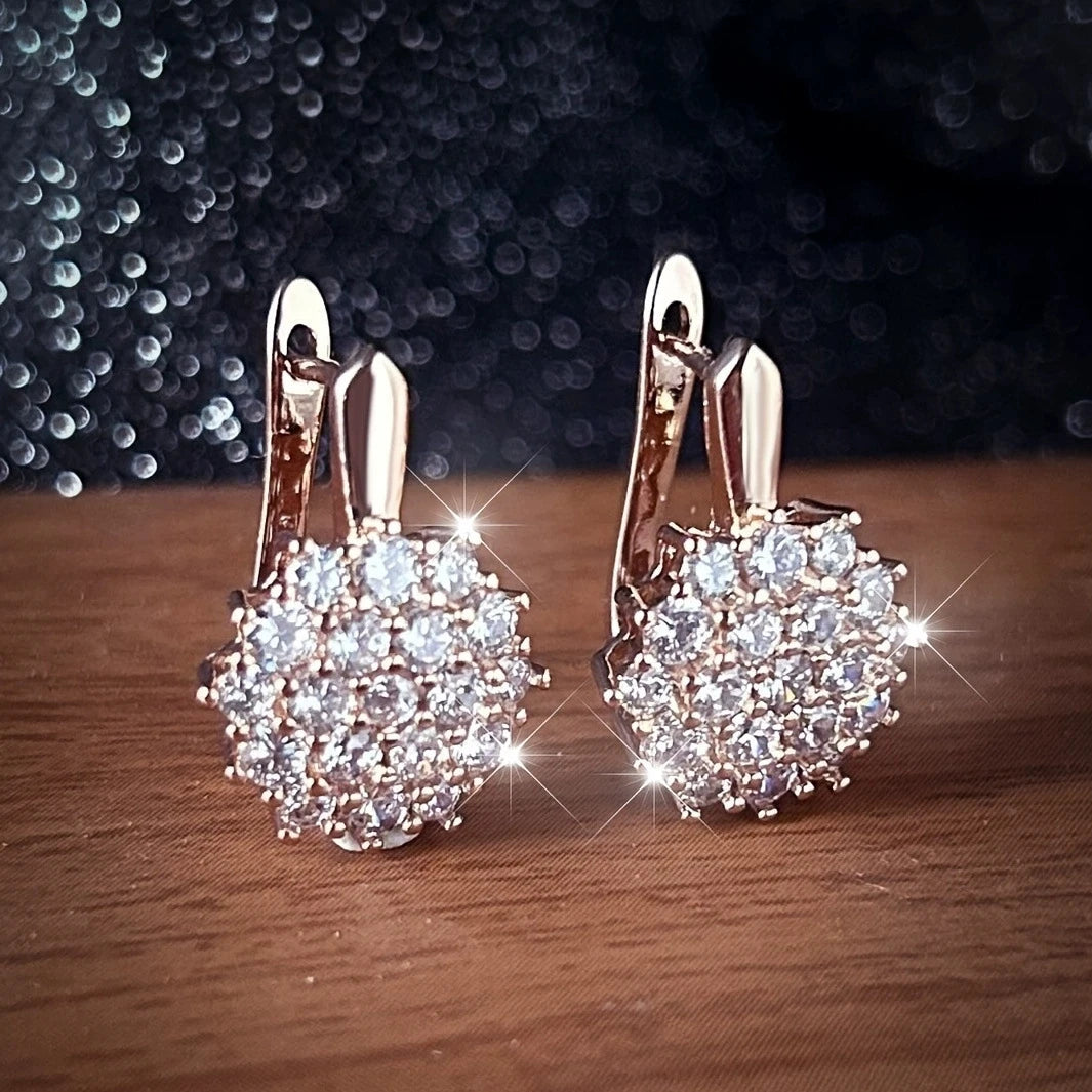 Luxurious Atmospheric Sunflower Filled with Synthetic Zirconia Decoration Earrings Bridesmaid Gifts Gifts for Wife N2012011