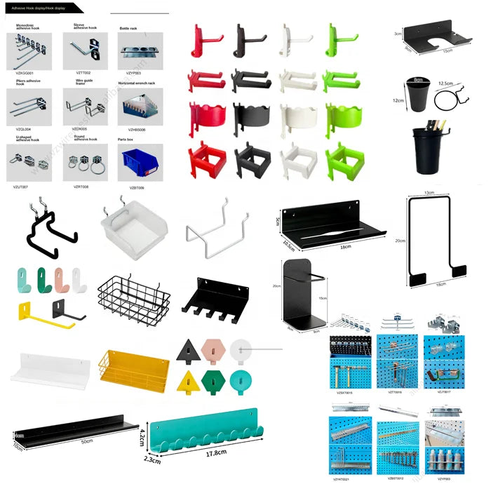 Heavy Duty Steel Wall Storage System for Kitchen Bathroom Pegboard Hooks Tool Shelves Metal Bins for Warehouse Workshop Garage