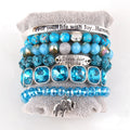 Bohemian Jewelry Natural Stone Square Bling Crystal Words Beaded Bracelet Set Fill Your Life Letter Bangle Stack Bracelet Set