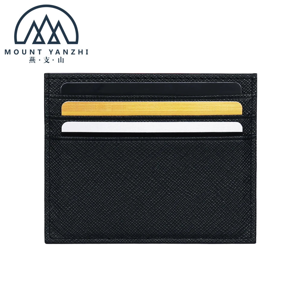 Factory Wholesale Safiano Slim Minimalist Black PU Leather Credit Card Holder Custom Plain RFID Blocking Business Cardholder