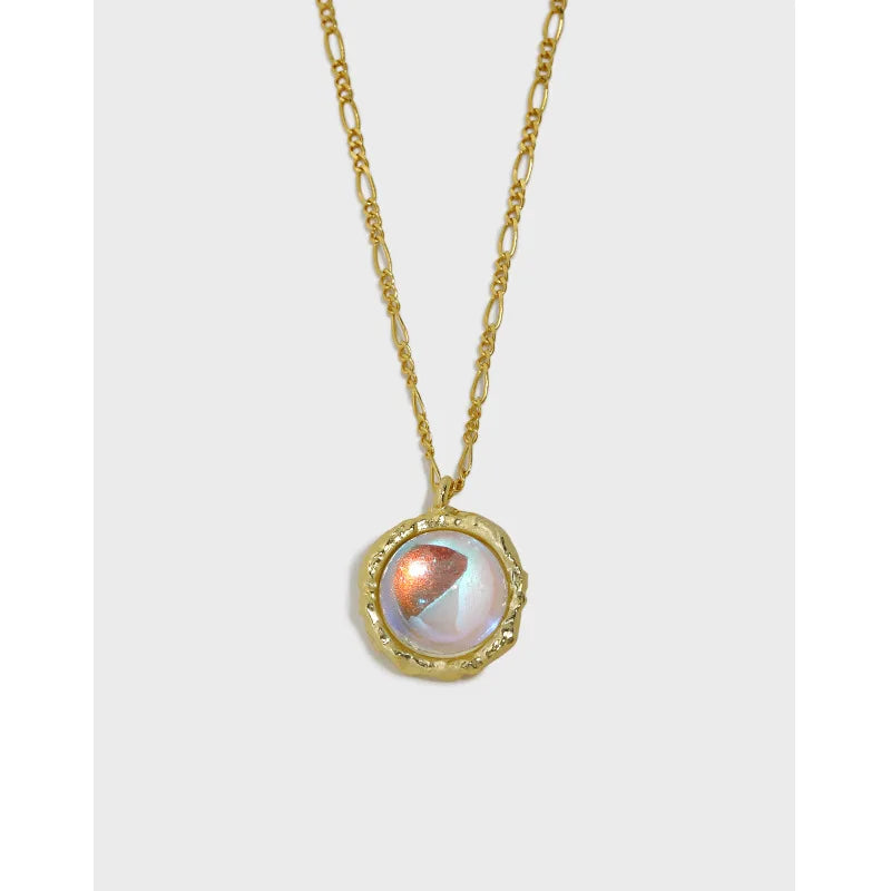 S925 Sterling Silver Designer Geometric Pendant Men Necklace Inlaid Moonstone Gemstone Necklace 18K Gold Necklaces for Women