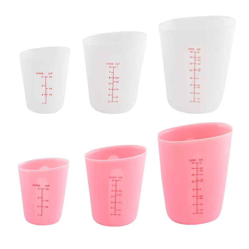 125ml 250ml 500ml Eco-Friendly Silicone Flexible Measuring Cups with Squeeze and Pour Feature Marking Silicone Measuring Cups