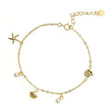 Damila Wholesale 925 Silver Fashion Jewelry 18k Gold Plated Ocean Starfish Sea Shell Pearl Charm Bracelets for Women