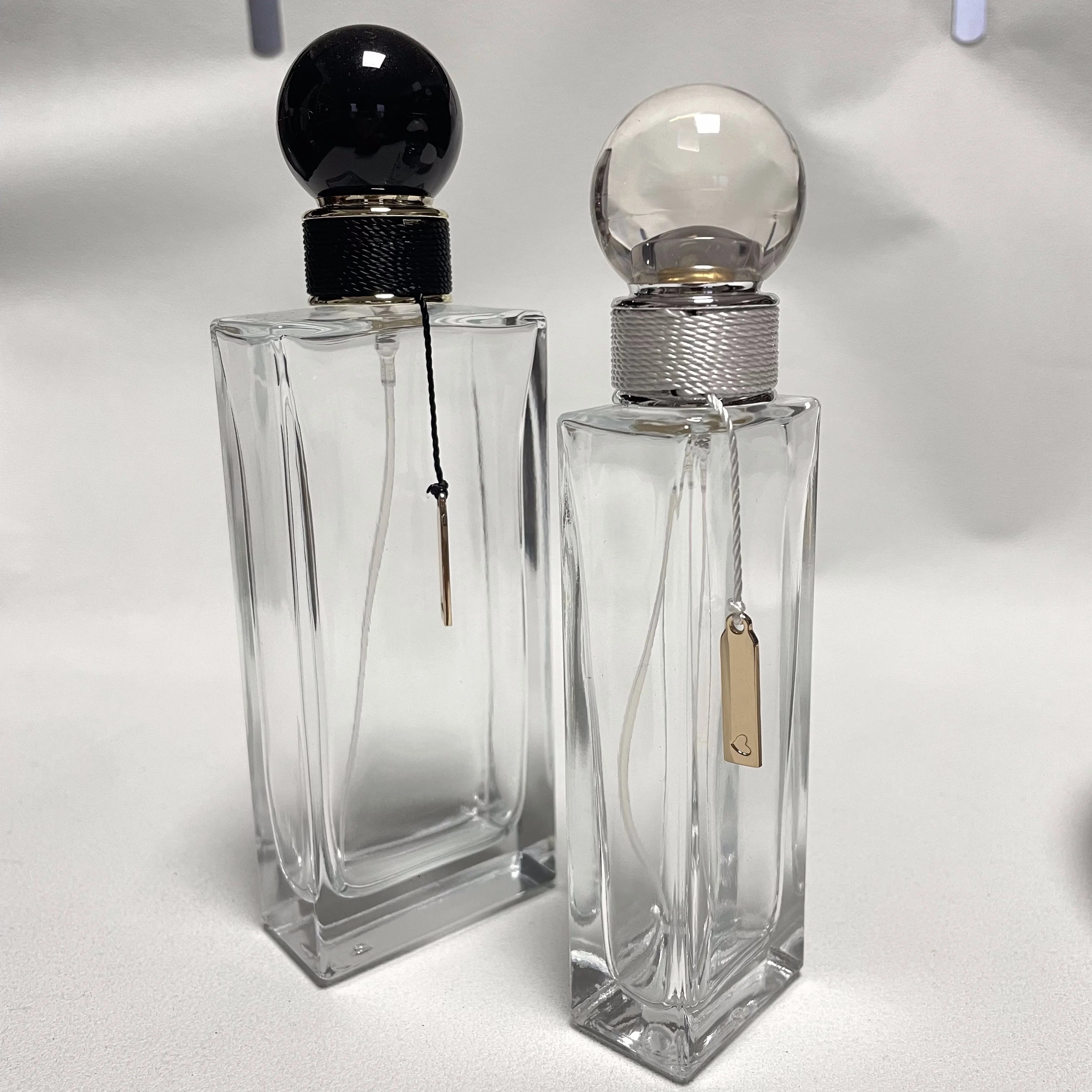 Large Square 100ml Transparent Empty Perfume Bottle with Crimp Cap Empty Atomizer Spray Pump for Perfume
