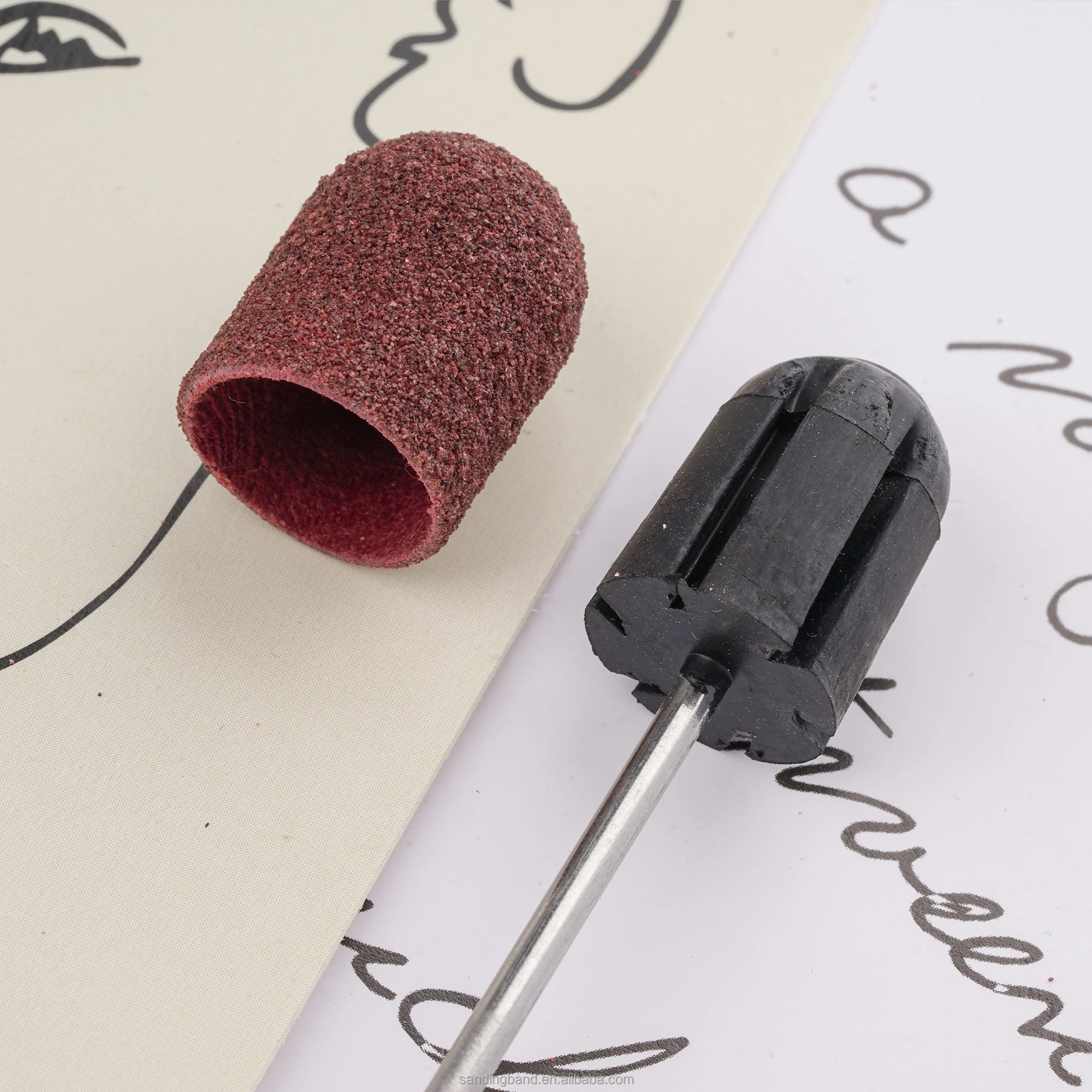 80# Popular Pedicure Fabric Sanding Cap 50/bag Brown Callus Remover Pedicure  Podiatry Abrasive  Sanding Caps for Nail Drill