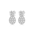 Mini Cute 925 Sterling Silver Summer Cool Fruit Pineapple Stud Earrings For Women Girls