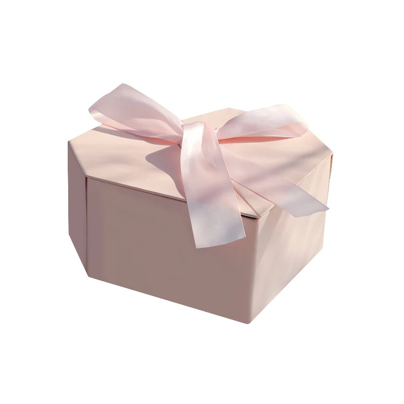 Custom Logo Embossed Heart Shaped Coated Paper Cardboard Gift Box Hot Stamping Luxury Lovely Pink Packaging Ribbon for Girls