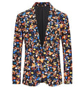 Men's Casual Suit blazer Fashion Trend Floral Print Oversized Formal Party Wear Single Button Suit Jacket