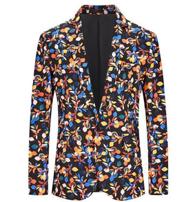 Men's Casual Suit blazer Fashion Trend Floral Print Oversized Formal Party Wear Single Button Suit Jacket