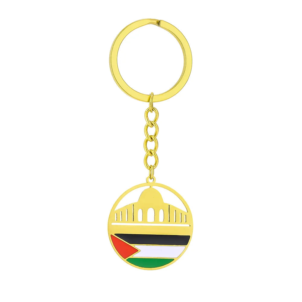 Stainless Steel Al-aqsa Mosque Palestine Keychain for Men and Women Couples Sweater Keychain Accessories