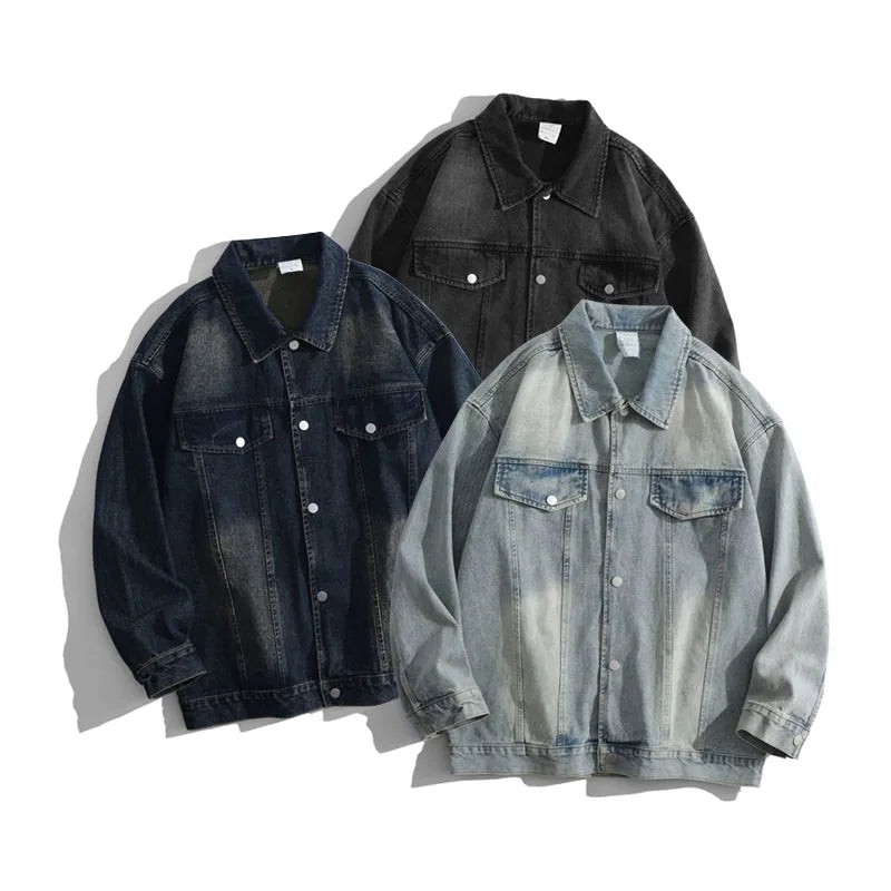 Unisex Classic Leisure Denim Jacket Custom Embroidered Logo Loose Fit Oversize Washed Process for Spring and Fall Jacket