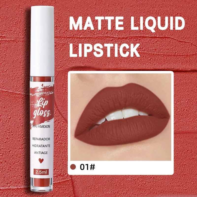Wholesale Vegan Velvet Matte Lip Gloss Non-Fading and Waterproof Organic Lipstick Fashion Style Non-Stick