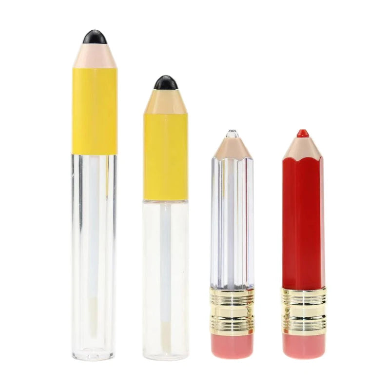 Wholesale DIY Custom Yellow Long Pencil Lipgloss Tubes Containers Packaging Custom logo Lip Gloss Tubes