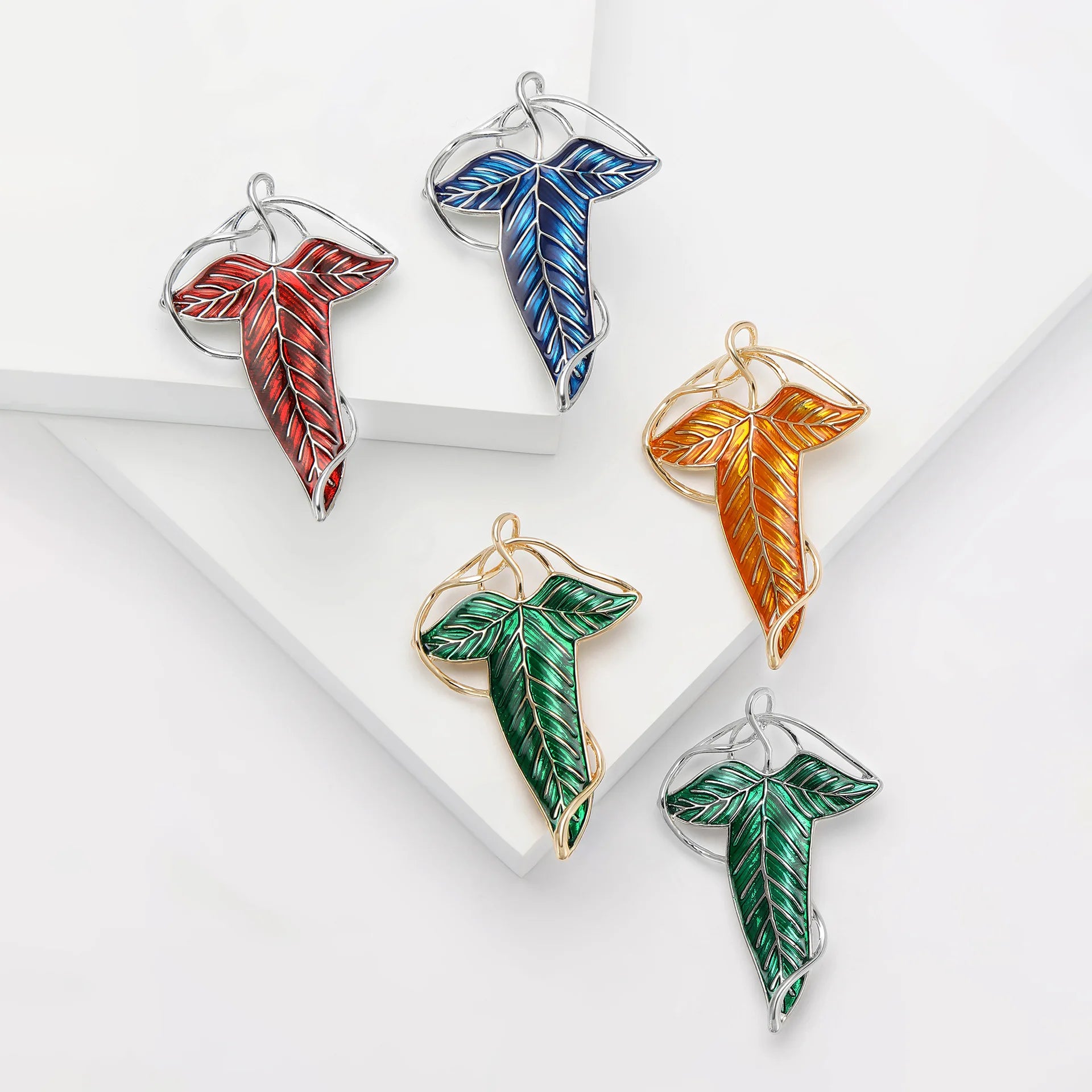 Wholesale Colorful Enamel Plant Leaves Brooch Pin Women Dress Corsage Accessories Fashion Enamel Drop Oil Leaf Brooch