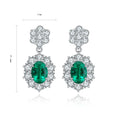 Lanphear Fine Elegant S925 Silver Lab Grown Emerald Stud Earrings Trendy Light Luxury Premium Design Women's Jewelry
