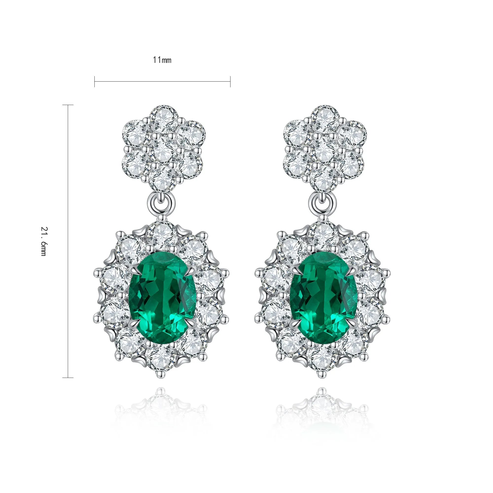Lanphear Fine Elegant S925 Silver Lab Grown Emerald Stud Earrings Trendy Light Luxury Premium Design Women's Jewelry