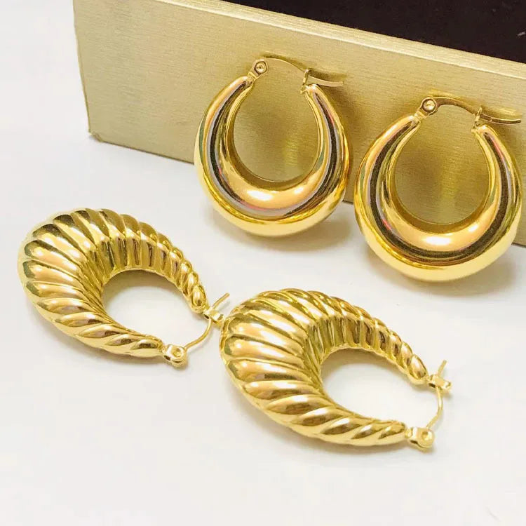 New Gold Plated Women Huggie Earrings Stainless Steel Women 10mm Earrings Stainless Steel