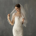 ShangHai White Double Layered Medium Length Bridal Veil Super Immortal Leaf Wedding Dress Journey Actual Shooting Soft Headwear