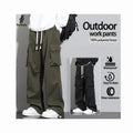 Bomery Loose Fit Solid Color Flat Lace Canvas Cargo Pants Street Fashion Mid Drawstring Popular Pattern Printed Men's XL