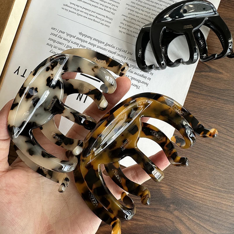 French Premium Touch Extra Thick Acetate Octopus Hairpin Woman's Plus-Size Capacity Hair Claw Headpiece Hair Accessories