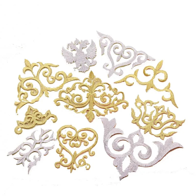 Fashion COS Dance Dress Cloud Patch Sticker Iron-on Applique Embroidery Accessories Cheap Gold Silver Geometric Hotfix Patch