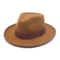 Retro Style Belt Panama Hat Men Women Wide Brim Warm Wool Felt Fedora Hat With Pu Brim