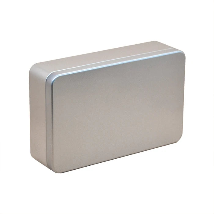 Custom Logo Tin Silver Frosted Rectangular Storage Candy Tea Packing Box for Wedding