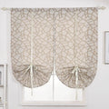XinLan Custom Home Decoration Geometric Design Short Kitchen Curtain Jacquard Tie up Valance Curtain