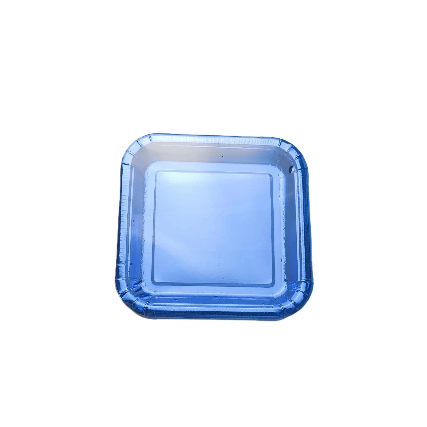 Wholesale LR Modern Disposable Square Metallic Silver Blue Gold Foil Biodegradable Water-repellent Food-Safe 12-Piece Party
