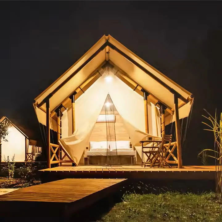 Canvas Wood Pole Desert Glamping Safari  Tent  for Sale