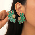 QF-02 Wholesale Fashion Vintage Fresh Earring Women Ear Jewelry Korea Modern Sweet Enamel Flower Earrings for Girls