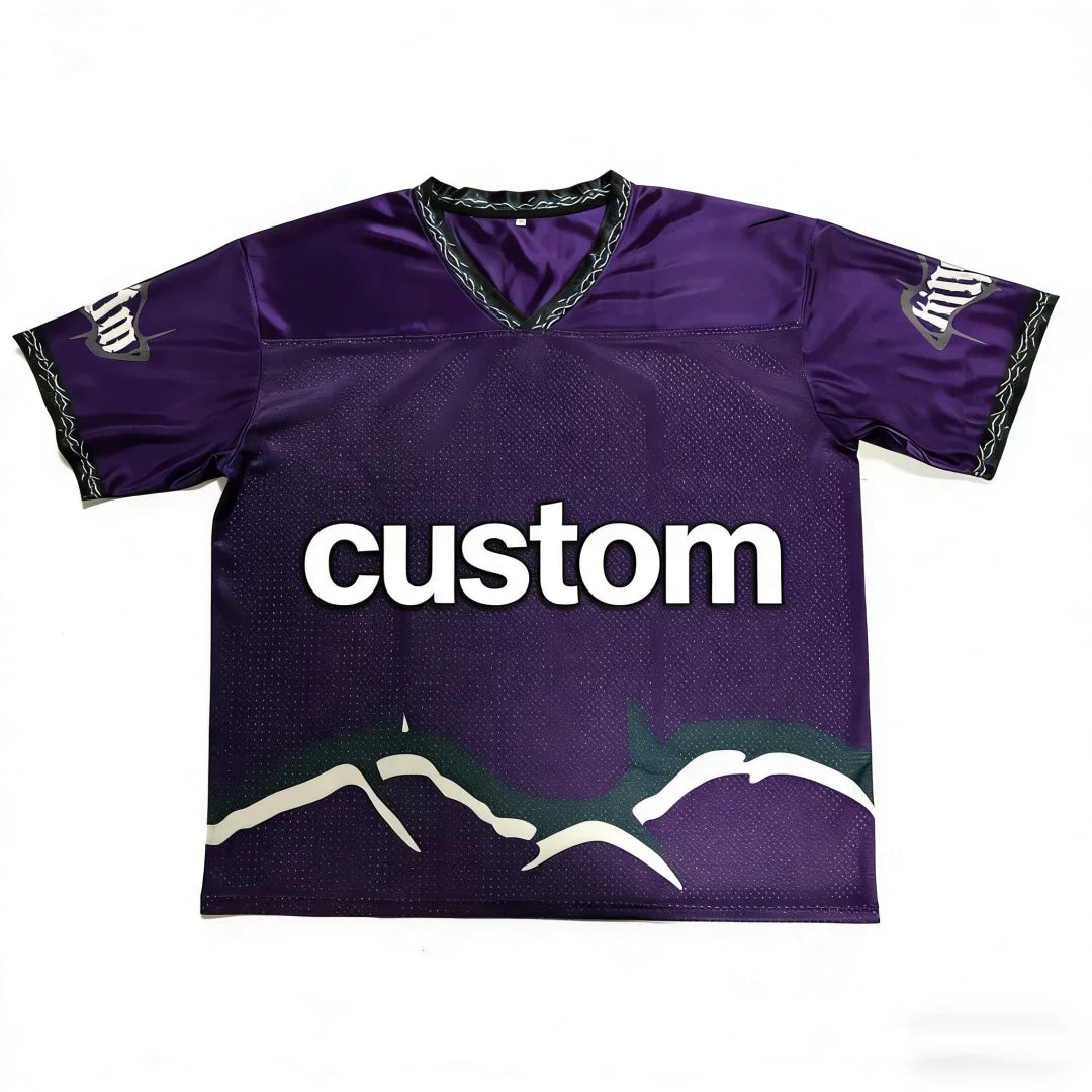 Custom Wholesale American Breathable Plus Size Short Sleeve Polyester Mesh Football Street Wear Jersey Sublimation Print