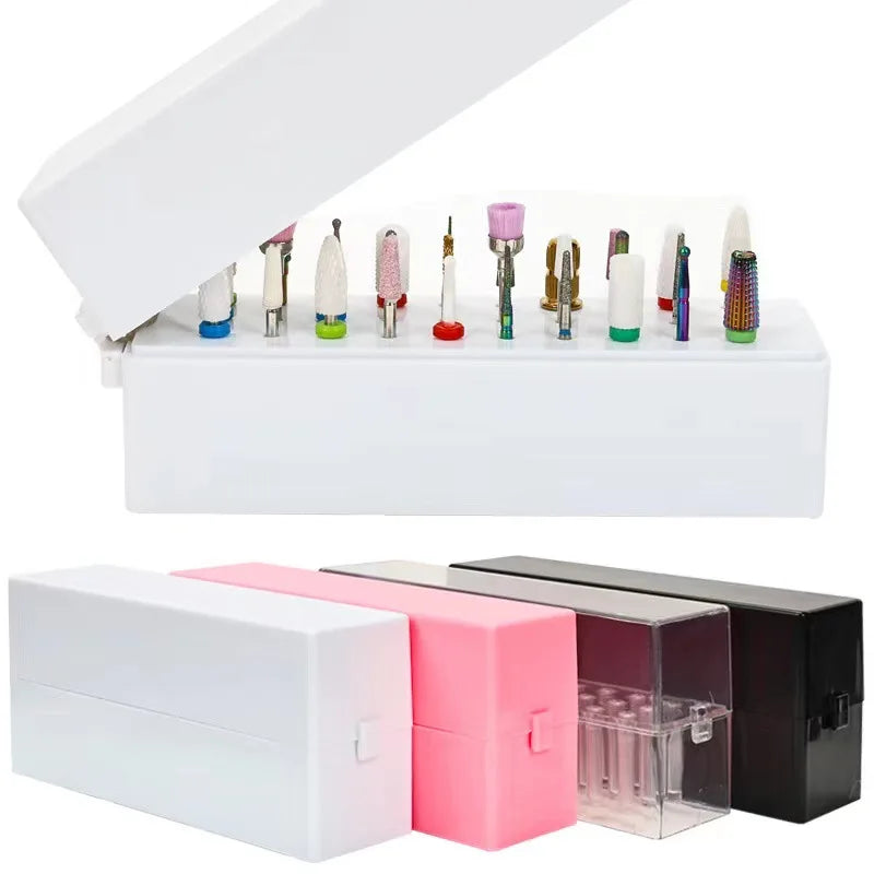 48 Holes Nail Drill Bits Holder Stand Display Nail Drill Shelf Organizer Container Holder Plastic Nail Drill Bit Case Box